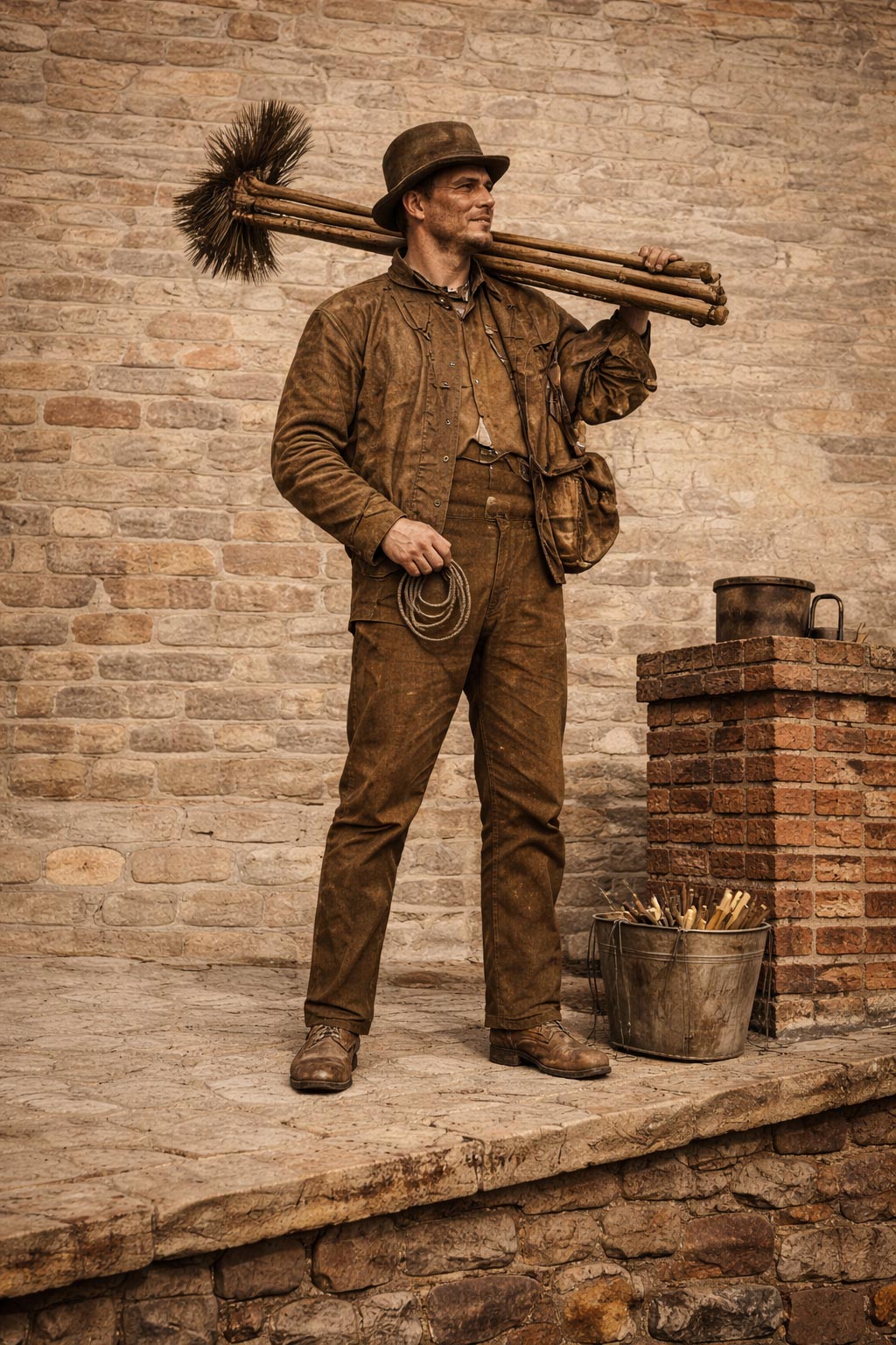 Chimney sweep worker